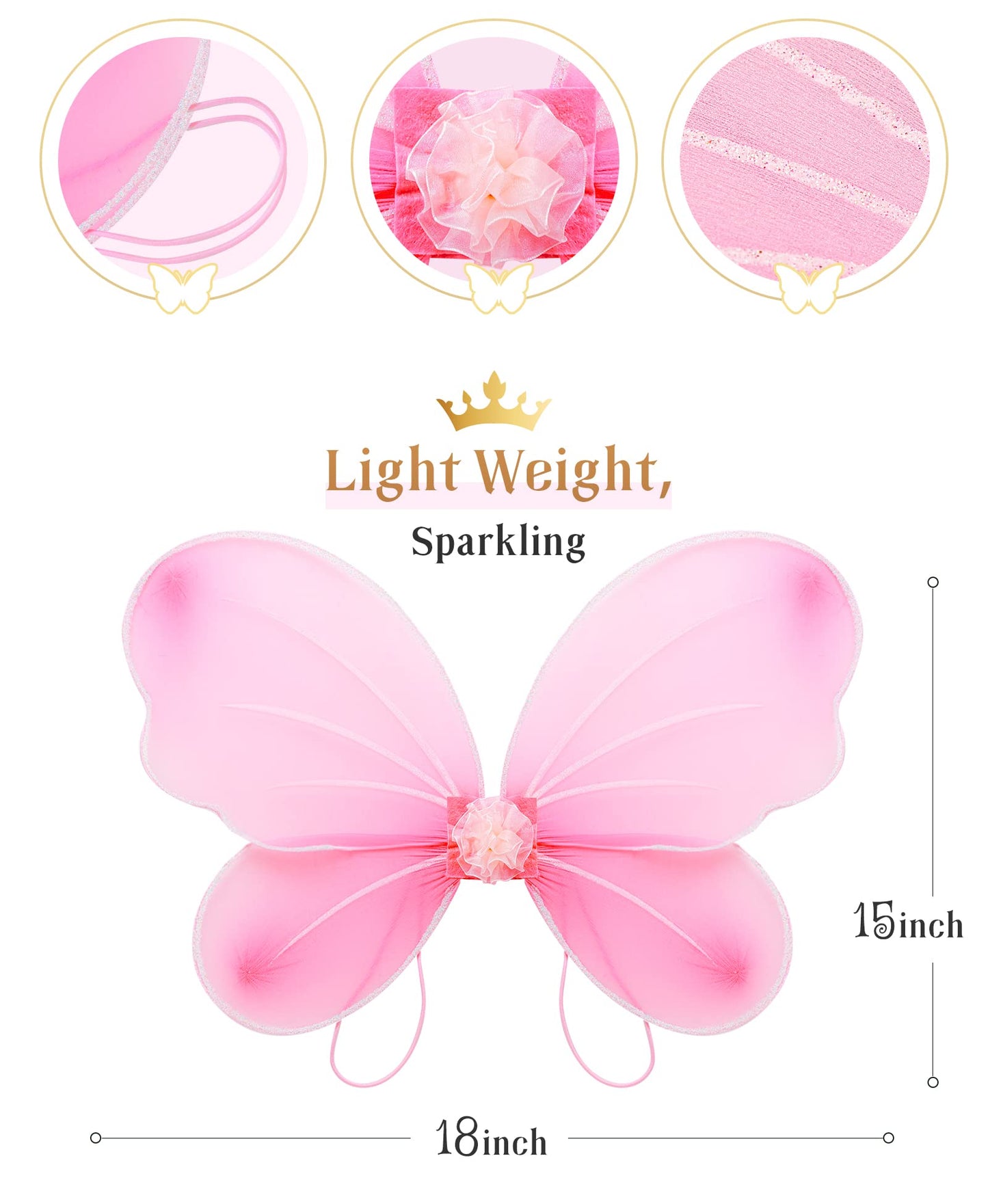 Jeowoqao Girls Wings Fairy Wings, Kids Butterfly Wings Little Girls Wings Costume For Birthday Party Halloween Dress Up