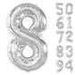 Silver 8 Balloon, Number Balloons 40 Inch, 8Th Birthday Decorations For Boys Girls, Silver Birthday Balloons, Silver Party Suppl