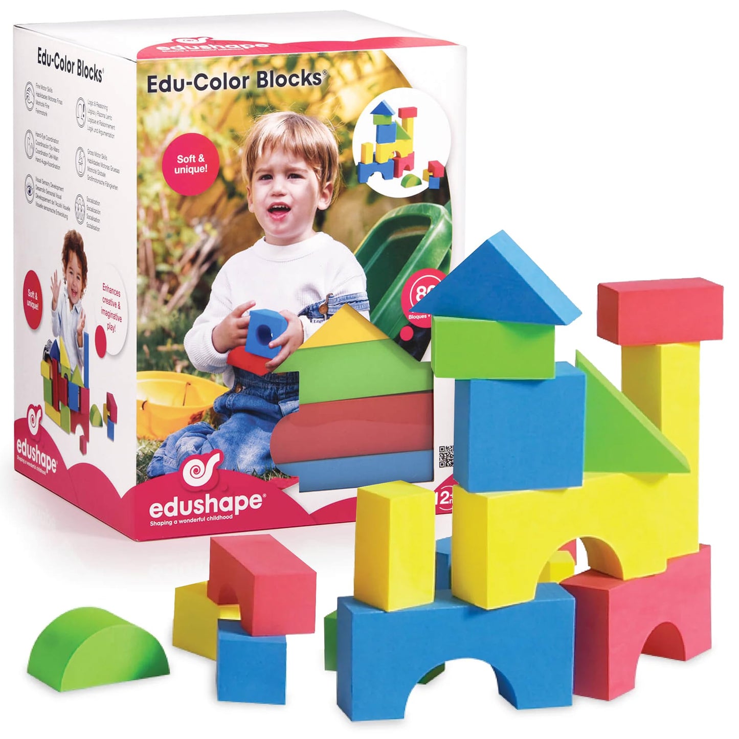 Edushape Educolor Building Blocks, 80 Piece, (716576)