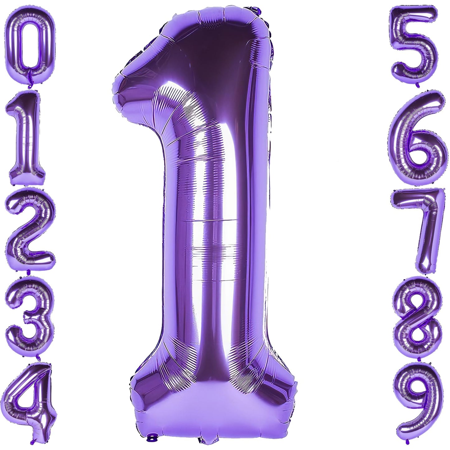 1 Number Balloon Purple 40 Inch Big Foil Mylar 1St Balloons For 1 Year Old Boy Girl Birthday Party Decorations Wedding Anniversa