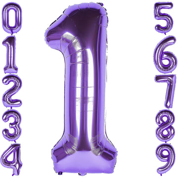 1 Number Balloon Purple 40 Inch Big Foil Mylar 1St Balloons For 1 Year Old Boy Girl Birthday Party Decorations Wedding Anniversa