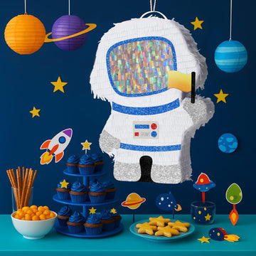 WERNNSAI Astronaut Piata - Space Party Decorations Space Piata Bundle with Blindfold and Bat Boy Birthday Decorations for Kids F