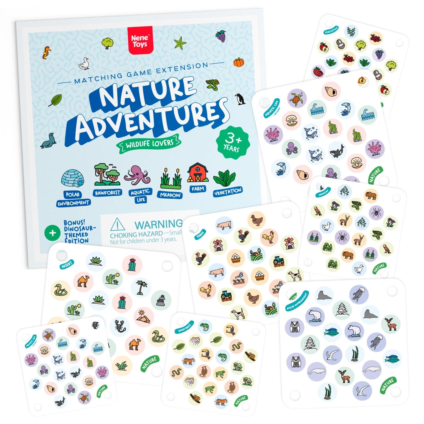 Nene Toys Nature Adventures Extension Cards - Extension Set Exclusive Size Ladybug'S Memory Game - 24 Patterns Featuring Diverse Ecosystems And Wildlife Exclusive Size