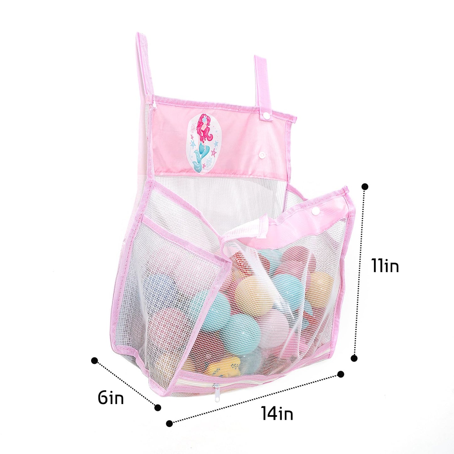 Gealaek Bath Toy Organizer Storage For Kids Mesh Bath Toy Holder With Large Capacity Multiple Hanging Options & Bottom Zipper Fo