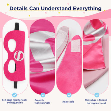 Riorand Superhero Capes And Mask For Kids,Superhero Costume Boys Grils Christmas Halloween Cosplay For 3-10 Years Old 2Pcs (Pink+Black)