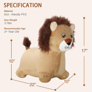 Inpany Bouncy Lion Animal Hopper Toys, Toddlers Plush Bouncing Jungle Zoo Animal Figures, Wild One Birthday Safari Baby Shower Decorations, Ride On Rubber Bouncer, Outdoor Gifts For 2 3 4 Yr Girl Boy