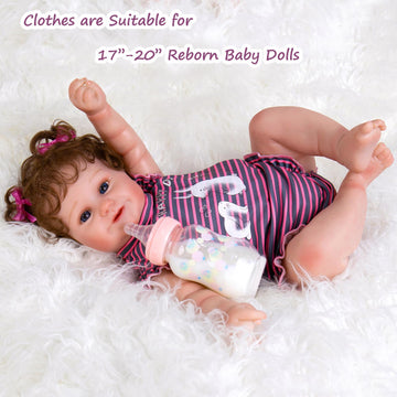 Aori Reborn Baby Dolls Clothes 20 Inch Outfit Purple Stripe Set For 18-22 Inch Reborn Doll Newborn Girl