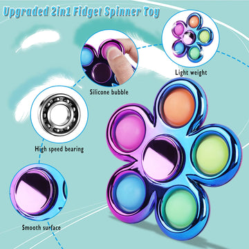 3 Pack Pop Fidget Spinner, Ideal Decompression Fidget Toys Adult Fidget Spinner For Relief, Goodie Bag Stuffers Return Gifts Birthday Party Favors Classroom Carnival Prize For Kids Boys Girls