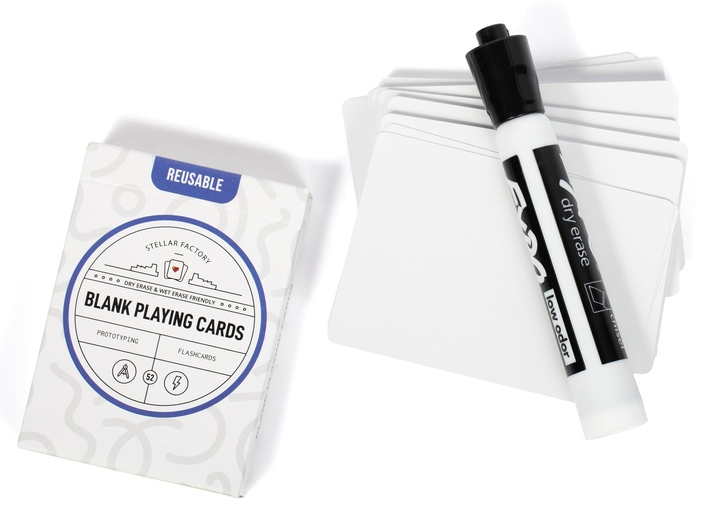 Stellar Factory enhanced Reusable Blank Playing Cards - Dry Erase & Wet Erase - Game Design  Prototyping  and Flashcards (1 Count)