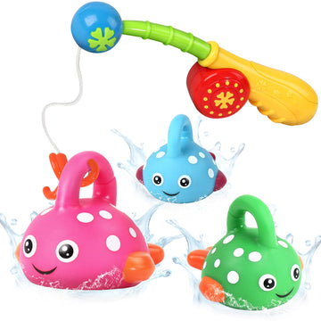 Fajiabao Baby Bath Toys For Kids Ages 1-3 Mold Free Water Toys No Hole Fishing Games Bathtub Toys For Toddler 2-4 Shower Toys Baby Gift For Boys Girls Age 1 2 3 4 5 6(Color Random)