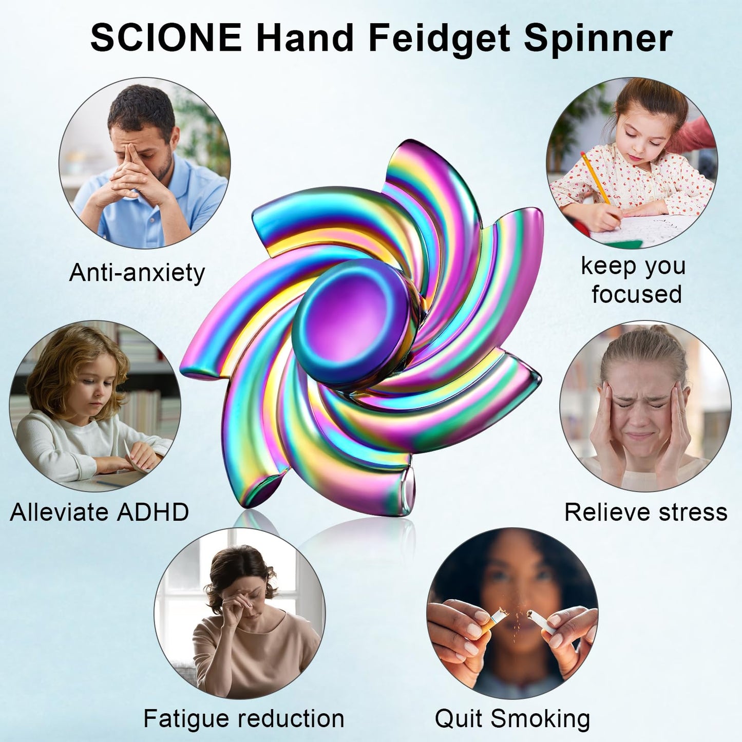 Scione Metal Fidget Spinner Gifts For Adults And Kids, Stress Anxiety Adhd Relief Easter Fidget Toy, Anti-Anxiety Fidget Spinner For Birthday Gifts Birthday Gift School Classroom Prizes