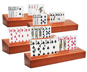 Card Deck Stand Set Of 4 Playing Cards Holder For Kids Elder Wood Holder Racks Tray For Organizing Cards On Poker Game Bridge Ca