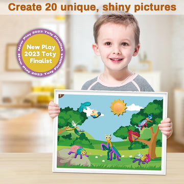 Soovsy 200 Sheets Insect Foil Art Fun Kit For Kids, Foil Art For Kids Crafts Kit Diy Creative Activity Birthday Christmas Gift T