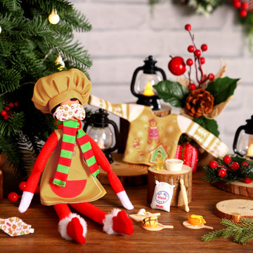 Kacctyen 12 Pcs Sleeping Bag Elf Doll Baking Theme Christmas Accessories Includes Christmas Doll Sleeping Bag Bathrobe Apron Che