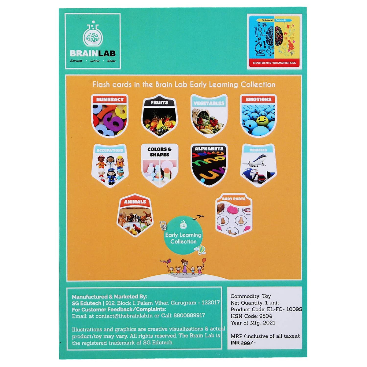 The Brain Lab Animals Flash Cards Set, Educational Learning Tool For 12+ Months, Paper Material, Multicolor, Early Learning Coll