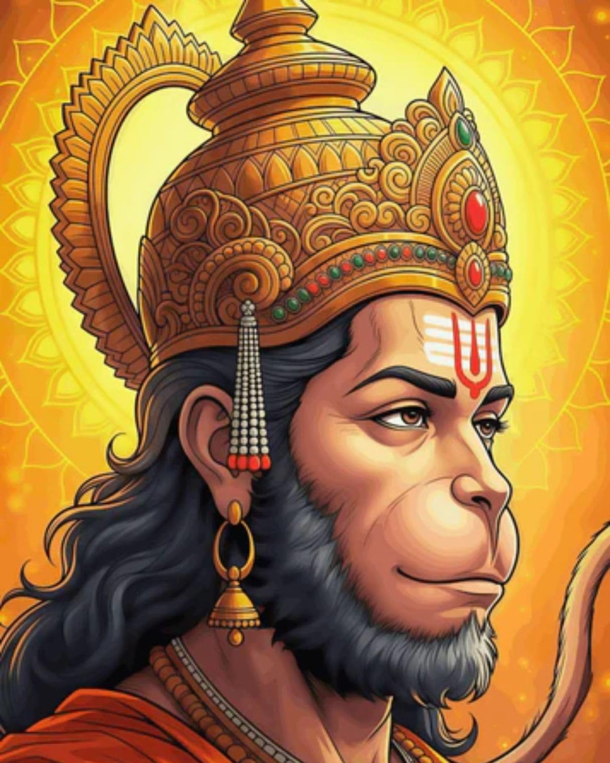 Paintwaint  Hanuman Paint By Number Kit, D.I.Y Painting Kit, Painting For Kids, S, Adults, S With Brushes And Acrylic Colours F