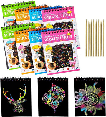 Evissa Paper Scratch Note Colorful Magic Art Craft Kit Includes Multicolour | Birthday Return Gifts For Kids Scratch Book For St