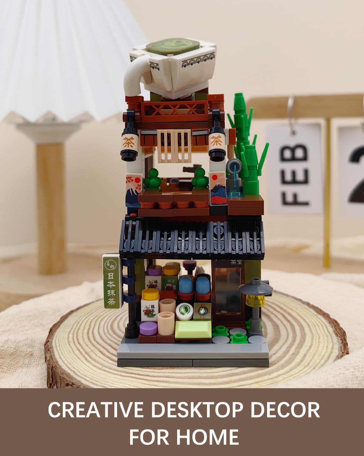 noziaa Japanese City Street View Matcha Shop  MOC Creative Building Blocks House Set  Simulation Architecture Construction Toy  Gifts Idea for Kids mature-themeds (Mini Blocks 379 pcs)