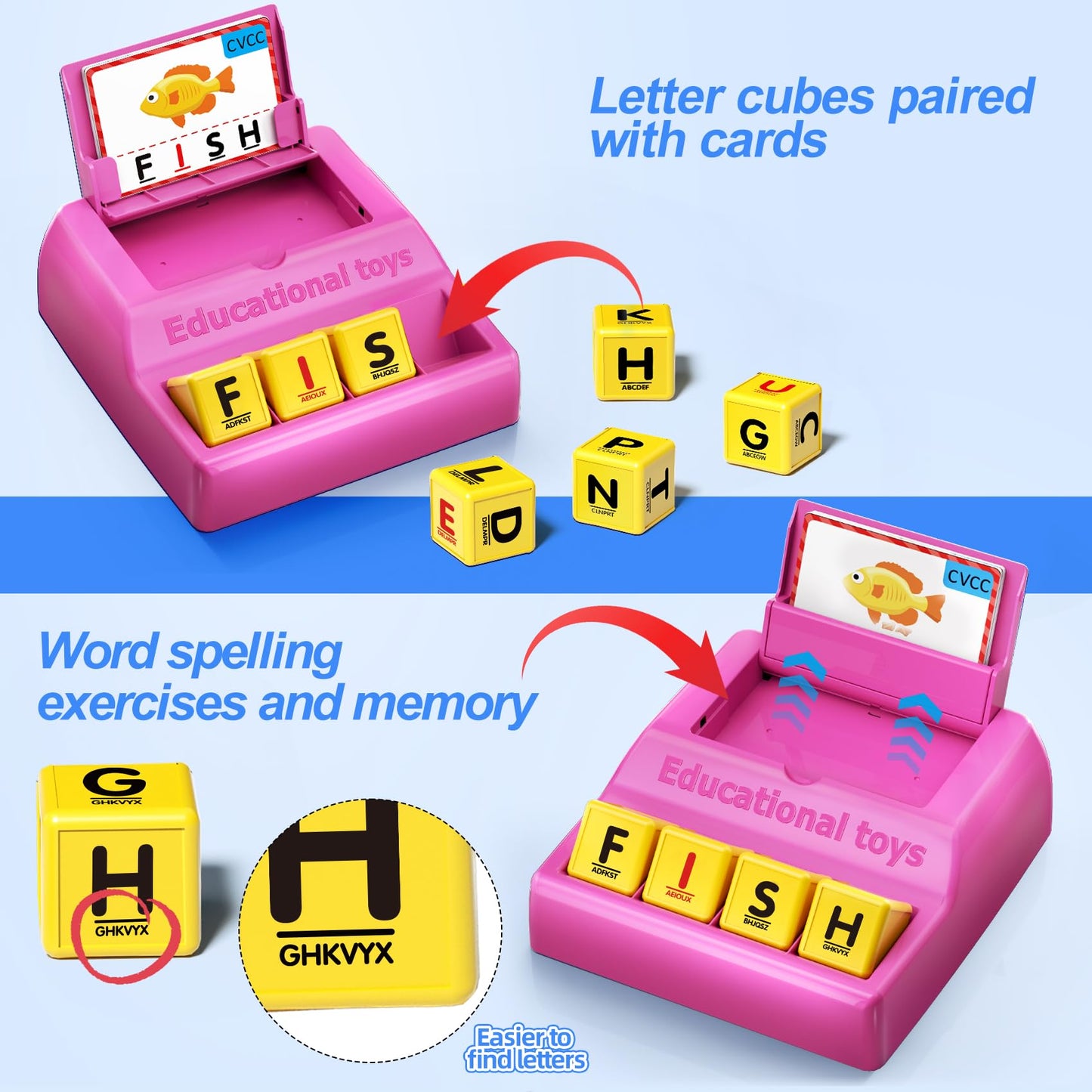 Montessori Matching Letter Game for Kids Ages 3-8 | Educational Learning Spelling Toys with Storage Function | Christmas Birthda