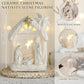 Cindeer Nativity Set for Christmas Indoor,Ceramic Nativity Scene with Light, Porcelain Statue Sculpted Hand Painted Figurine, Ho