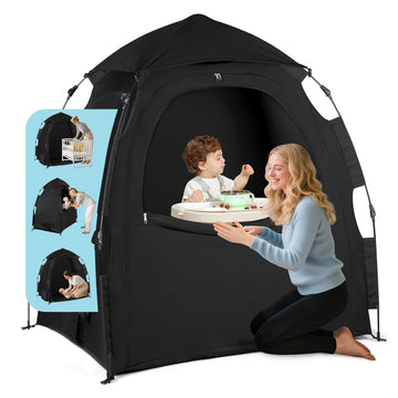 Blackout Tent for Pack and Play - One-Click Opening Pack N Play Blackout Cover - Black Out Tent for Sleep Pod & Mini Crib  Breathable Crib Blackout Cover Block 95% Light
