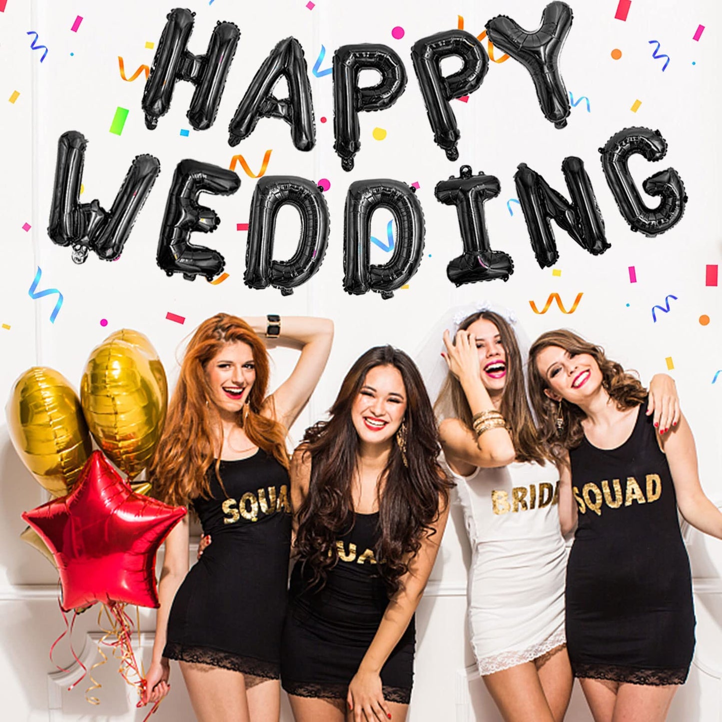 76Pcs Happy Birthday Balloon Banner, Black Balloons Letters, Personalized 16'' Mylar Foil Birthday Decorations Includes 2 Sets A