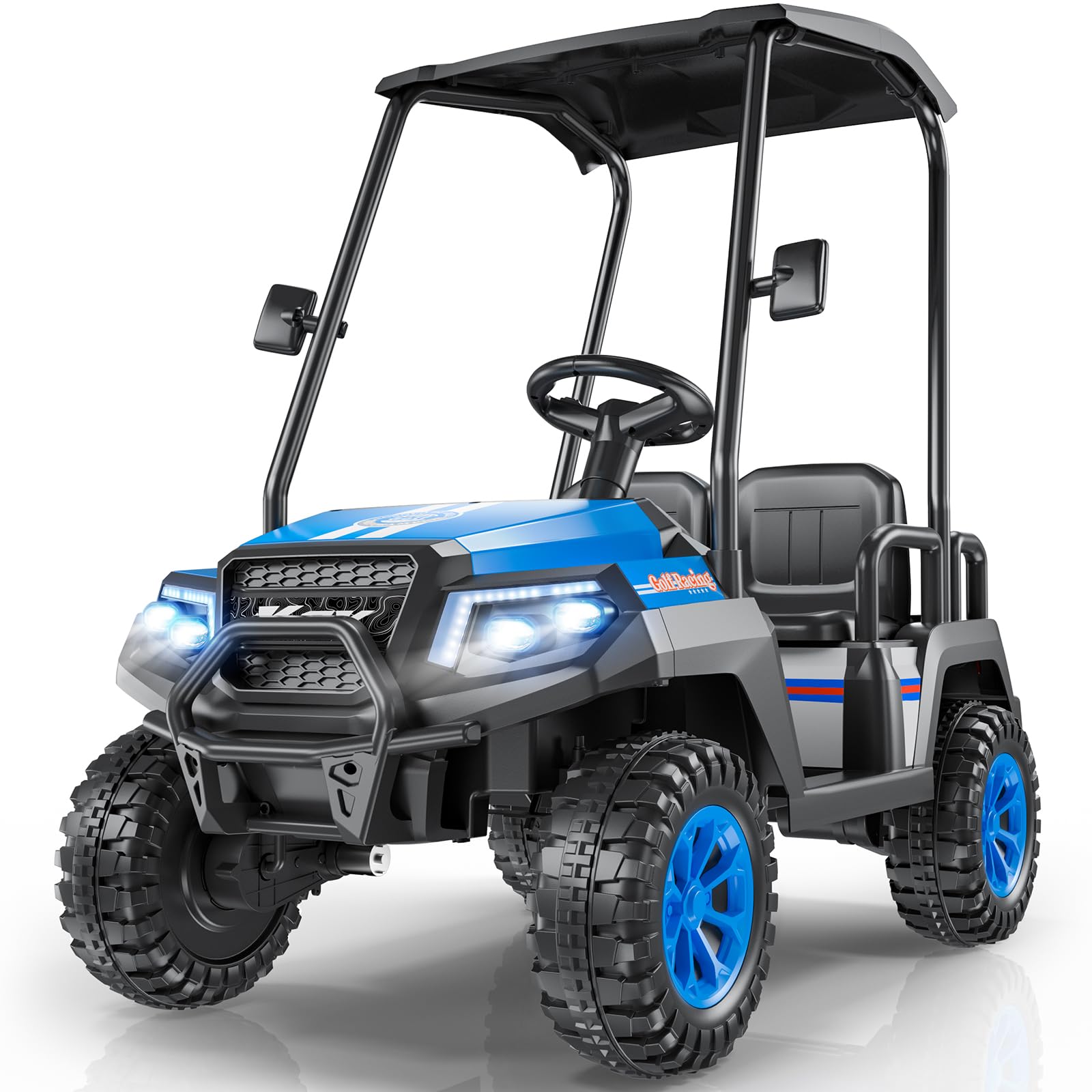 R9 24V Kids Golf Cart, 4 Seats, 4WD Kids Electric Car w/Remote Control, Spring Suspension, Multimedia Functions Including Music,