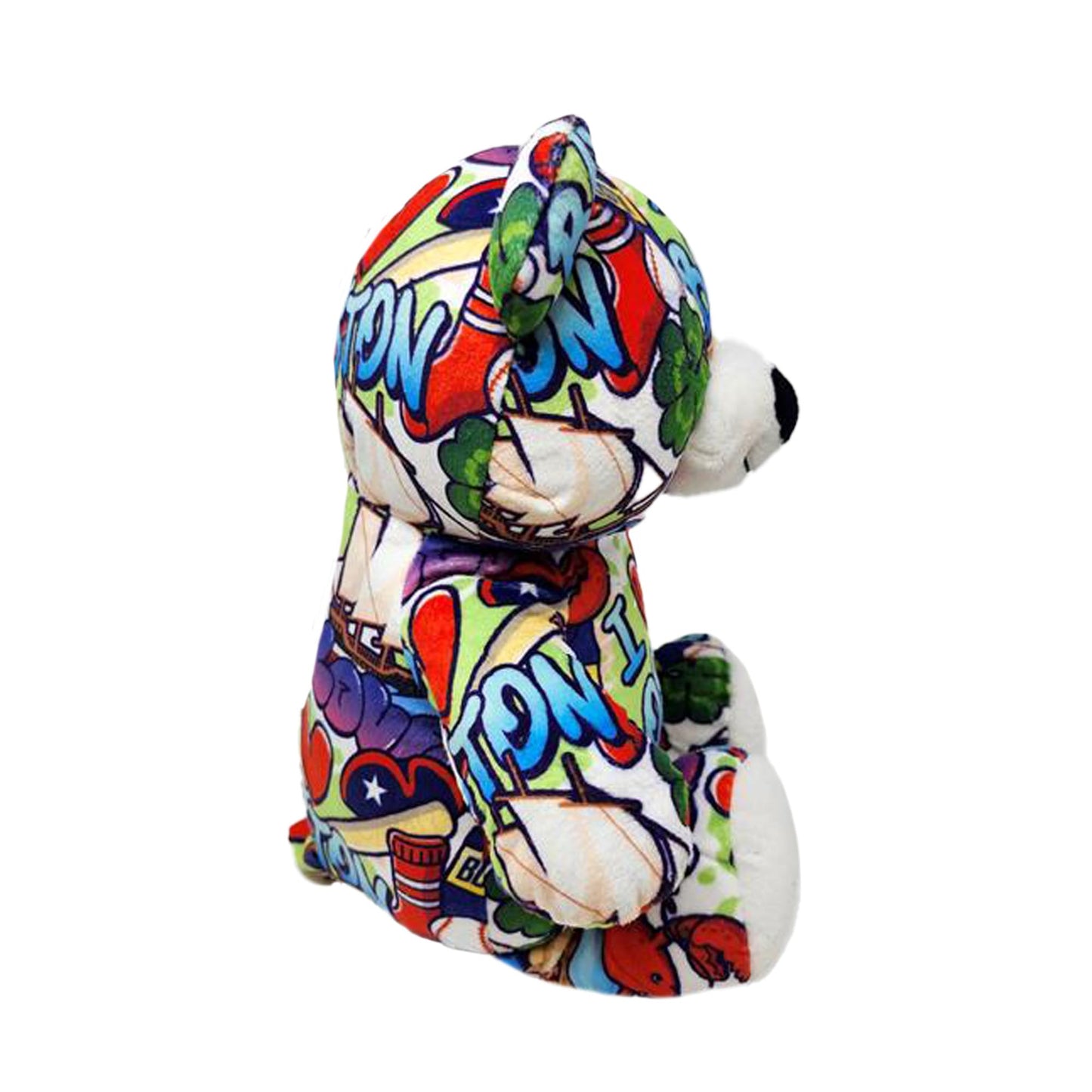 PLUSHOLOGY I Love Boston Graffiti Teddy Bear Eco Friendly Stuffed Animal; Cuddly Soft Velboa Plush Animal for Kids 3 Years Old to mature-themeds; Child-Safe Embroidered Face Details (10 Tall When Seated)