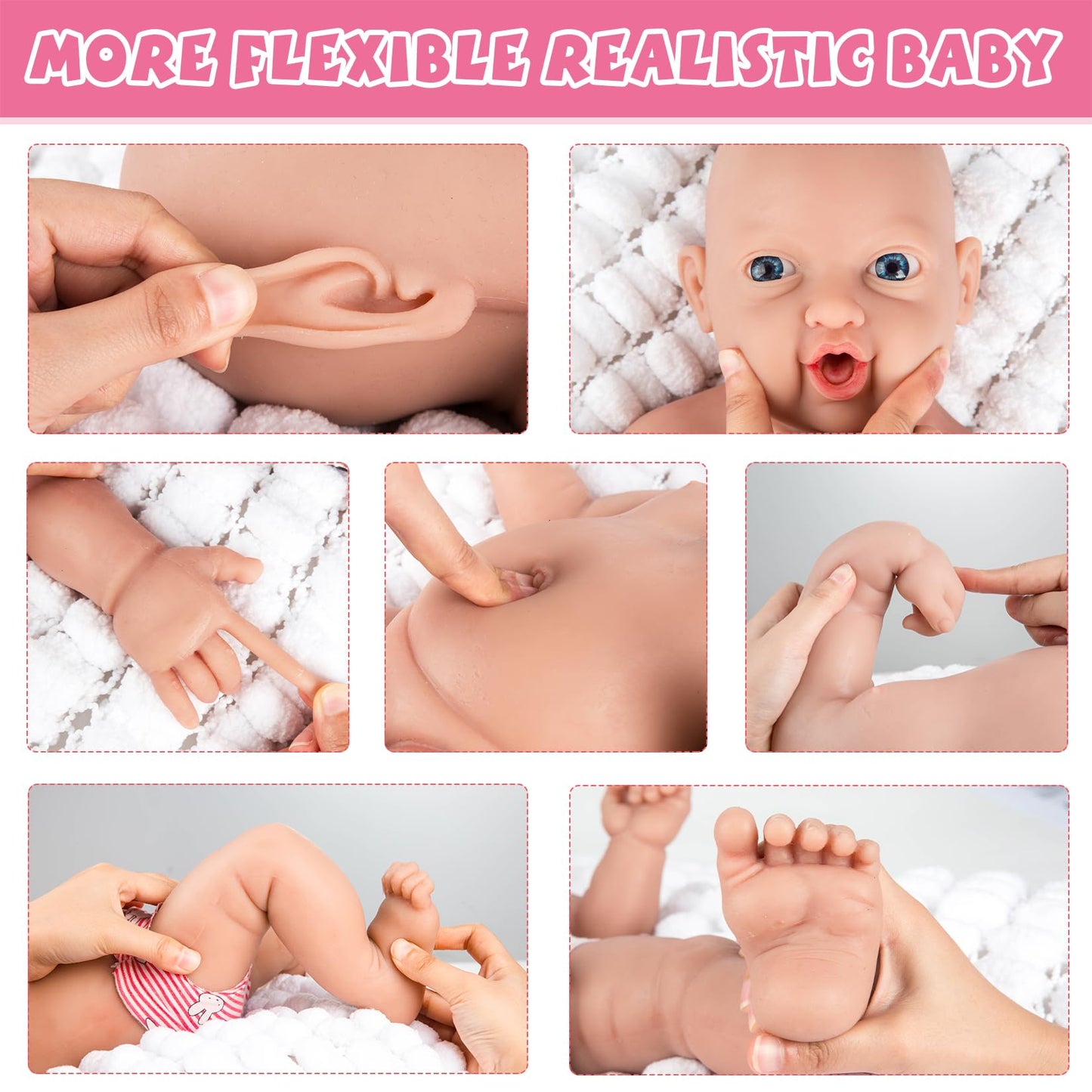 Ivita 16 Inch Realistic Full Body Silicone Baby Dolls That Look Real, Soft Realistic Newborn Silicone Baby Dolls Gifts For Kids,