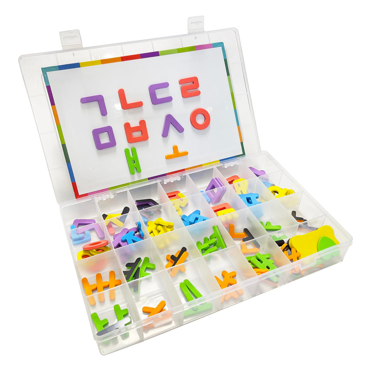 Korean Magnetic Alphabet Kit 123 Pcs with Double  Side Magnet Board, Foam Korean Alphabet Letters for Baby Kids Toddler, Korean