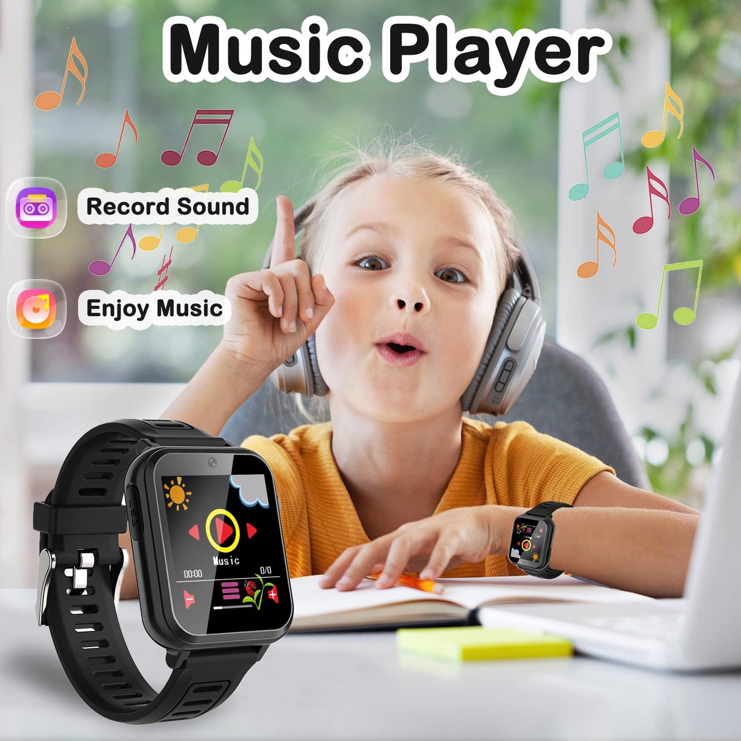 Cosjoype Smart Watch For Kids, Kids Smart Watch With 24 Puzzle Games Hd Touch Screen Camera Video Music Player Storybook Pedometer Alarm Clock Flashlight 12/24 Hr Birthday Gift For 5-12 Year Old Boys