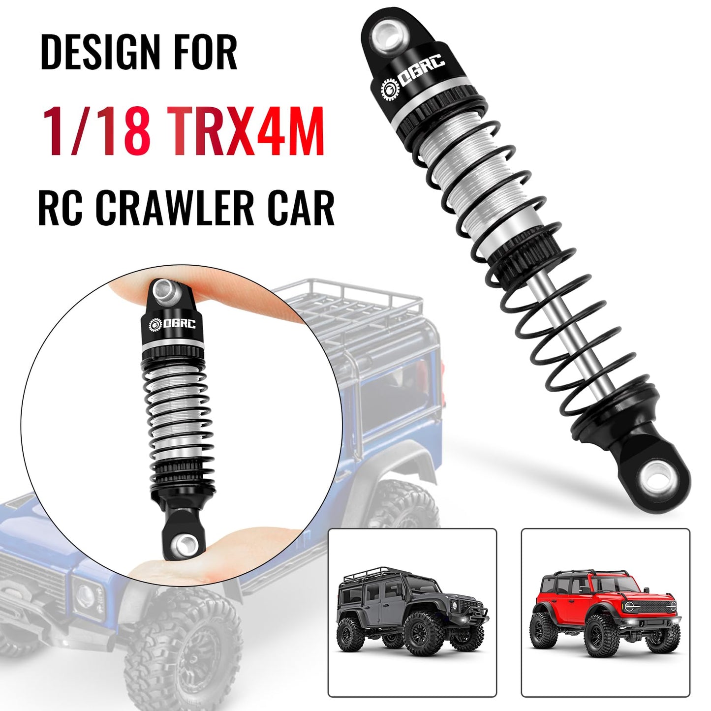 OGRC 59mm Shocks Absorber Oil Threaded Damper Threaded Shock Absorber for TRX4M 1/18 RC Crawler Upgrade Parts (Black Silver)