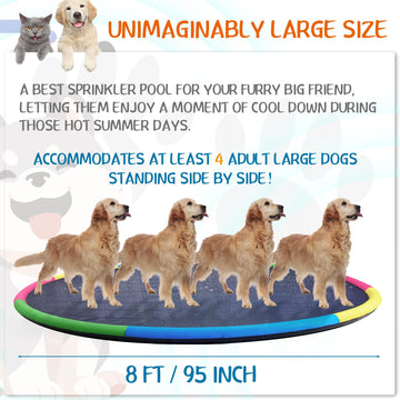 Lewtemi 8 ft Giant Non Slip Splash Pad 96 for mature-themed and Dog  Thicken Sprinkler Pool Outdoor Fountaintoy Mat for Pet Dog(Stylish)