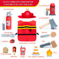 Umu Firefighter Costume For Kids, 14 Pcs Pretend Toy Wooden Fireman Role Play Firefighter Accessories With Fire Extinguisher And
