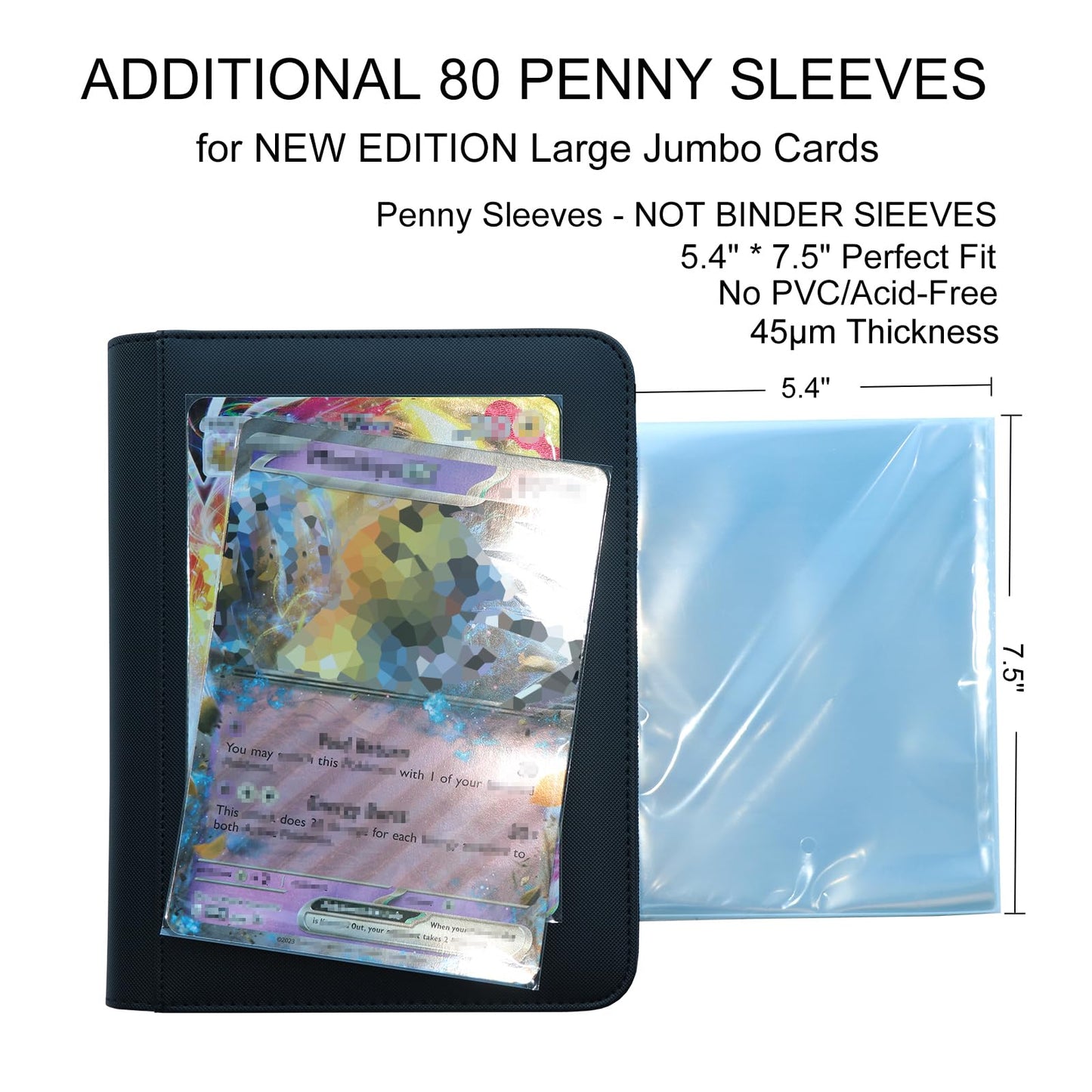 Rayvol Jumbo Card Binder - Size L, Fits 80 Jumbo Cards - Includes 80 L Penny Sleeves, Ringless Binder For Oversized Cards 5.4 *
