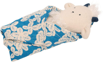 Manhattan Toy Embroidered Plush Goat Baby Rattle + Soft Cotton Burp Cloth, 16 x 16 Inches