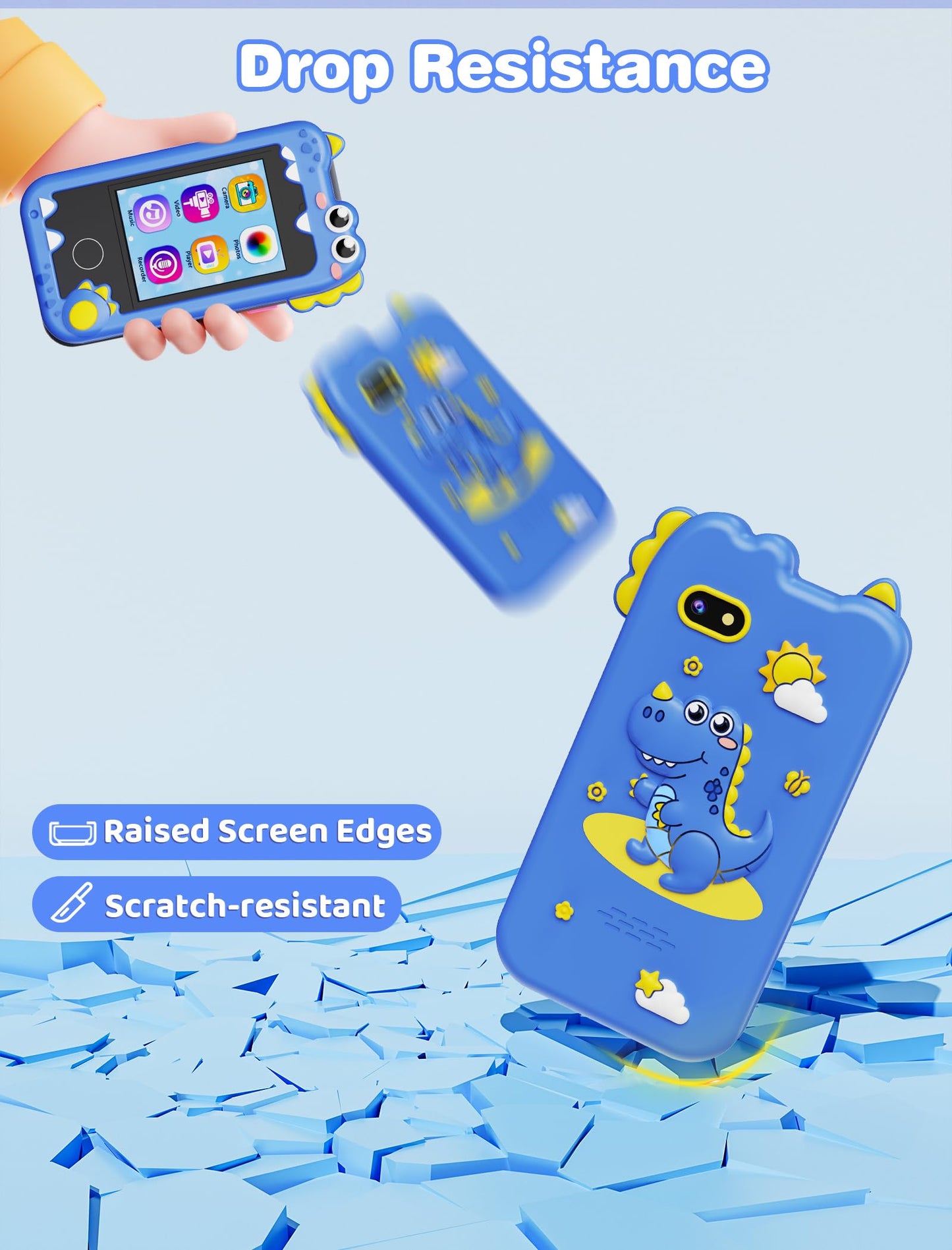 Kikidex Kids Phone for Girls,Toys for Boys Girls Age 3-10 Christmas Birthday Gifts,Touchscreen Kids Toy Cell Phone with Dual Cam