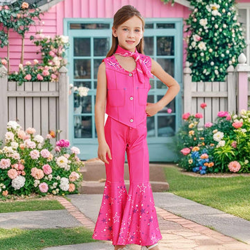 Itvti Cowgirl Costume Girls Hot Pink Kids Disco Outfits Movie Dress Up For Halloween Birthday Party Cosplay, 7-8 Years (Tag 140)