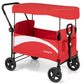 BABY JOY Collapsible Wagon Stroller for 2 Kids & Cargo, Push Pull Double Stroller with Adjustable Handle Bar, Removable Canopy, 