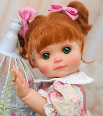 Cloveray Baby Doll  18 Inch Realistic Reborn Toddler Real Life Baby Dolls with Vintage Floral Dress  Little Bear & Woven Basket  enhanced Collectible Doll Gifts for 3+ Year Old Girls