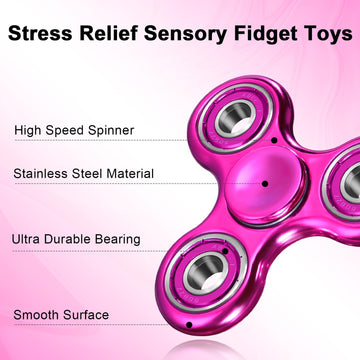 Scione 3Pcs Fidget Spinner For Kids Adults, Stress Relief Sensory Fidgets Toys Cool Electroplated Fidget Spinners For Kids Adhd Autism Birthday Gifts Fidgets Easter Classroom Prizes For Boys Girls