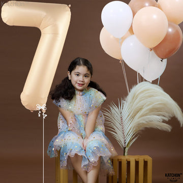 Katchon, Giant Caramel Number 7 Balloon - 40 Inch | 7Th Birthday Balloon For 7Th Birthday Decorations | 7 Balloons For Birthday | Seven Balloon Number | 7 Year Old Balloon For 7 Year Decorations