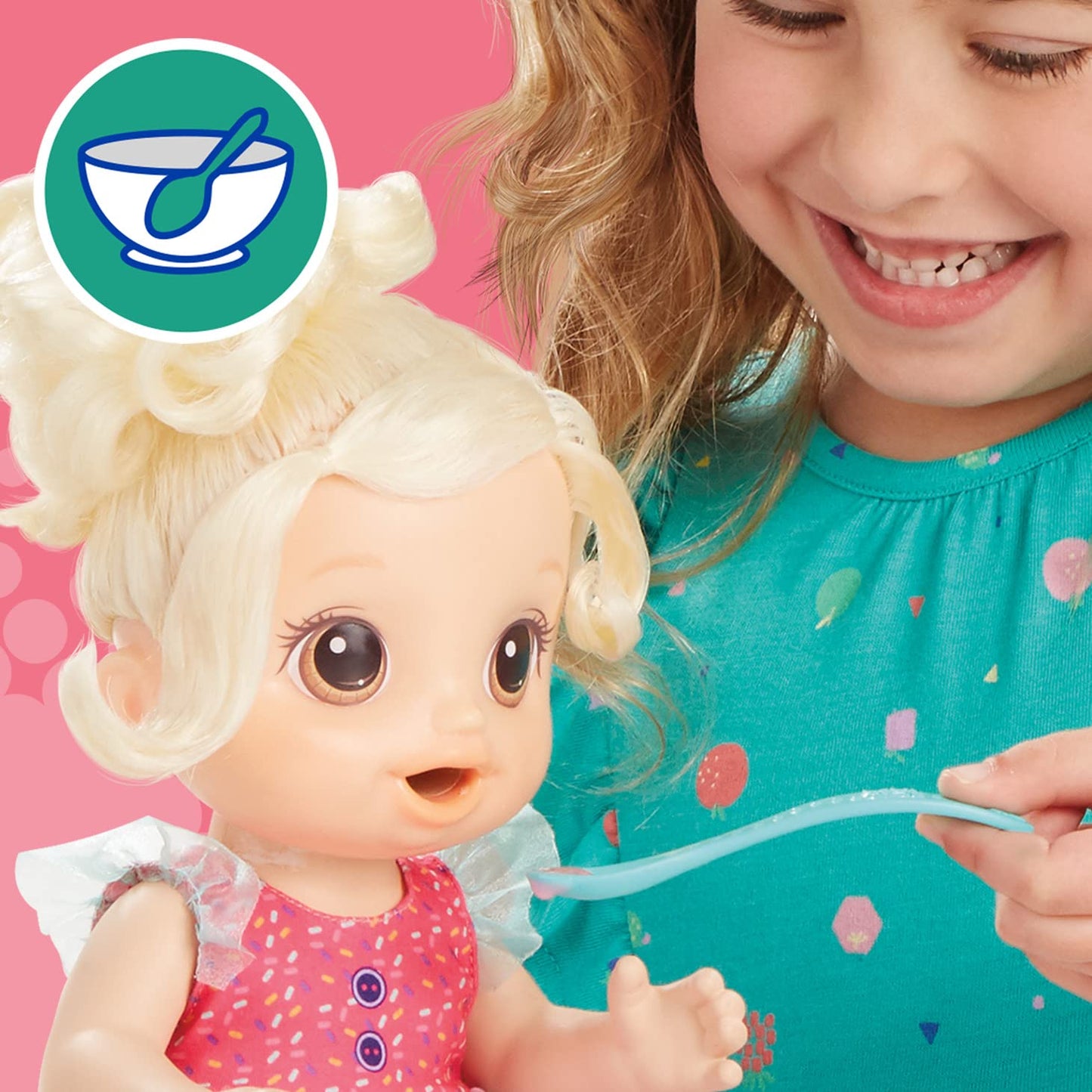 Baby Alive Magical Mixer Baby Doll Set, Strawberry Shake, Medium, Blonde Hair, Model E6943, Includes Toy Blender, For Kids 3 and Up