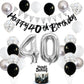 40Th Birthday Decorations For Women Men, Black Silver White 40Th Birthday Balloons, Black Happy 40Th Birthday Banner Birthday Ca