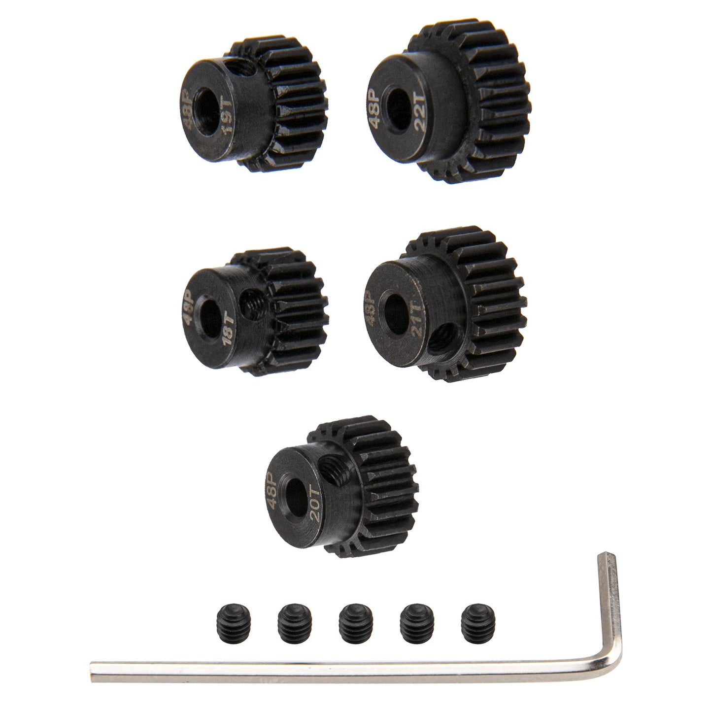 5Pack Sharegoo Steel 48P 3.175Mm Pinion Gear Sets 18T 19T 20T 21T 22T Fit 3.175Mm (1/8-Inch) Shaft Compatible With Arrma Hpi Kyo