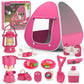 Kids Camping Set With Tent - Pop Up Tent  Kids Play Tent Outdoor Toys Camping Tools Set Gift For Girls Age 3 4 5 6 Year Old Birthday Christmas -Like New