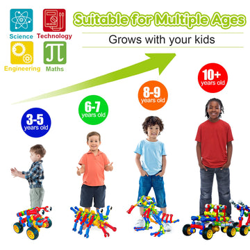 Kids STEM Building Toys for 3 4 5 6 7 8+ Year Old Boy Girl Birthday Gift, 186 Pcs Preschool Classroom Learning Activities Fine M