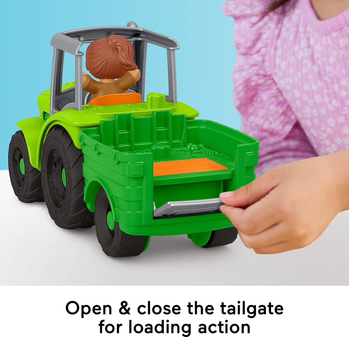 Fisher-Price Little People Toddler Toy Push & Play Tractor Push-Along Musical Farm Vehicle With 2 Figures For Pretend Play Kids