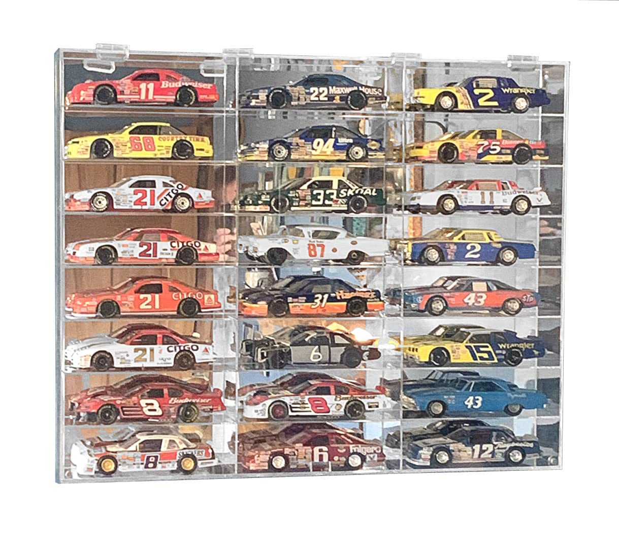 Hot Clear Acrylic Display Case For 1:24 Scale Diecast Toy Model Cars Wheels Storage Showcase, 24 Compartments, Ahw24