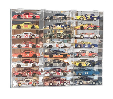 Hot Clear Acrylic Display Case For 1:24 Scale Diecast Toy Model Cars Wheels Storage Showcase, 24 Compartments, Ahw24